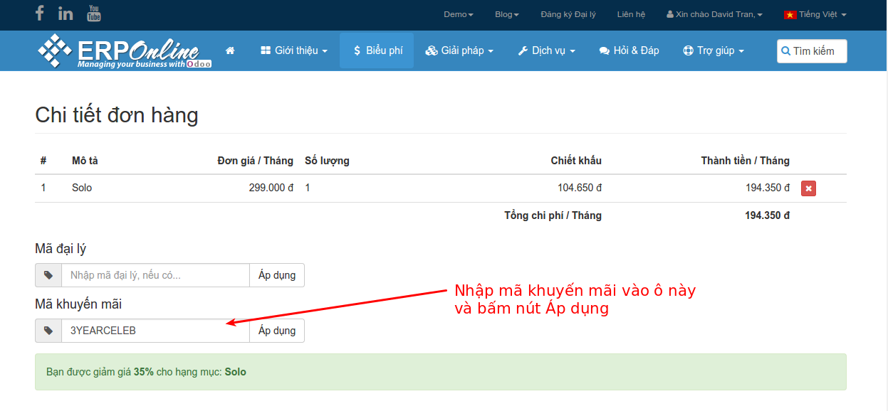 Cách nhập mã khuyến mãi Cách nhập mã khuyến mãi