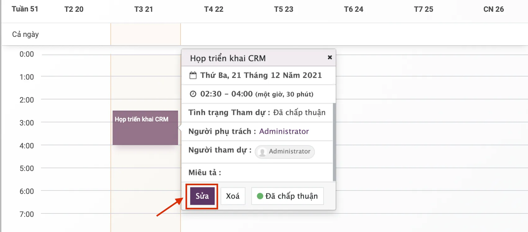 Sửa thông tin Cuộc gặp tại ứng dụng Lịch trong Odoo/ERPOnline sua-thong-tin-cuoc-gap-tai-ung-dung-lich-trong-erponline
